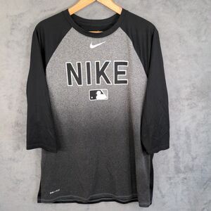 The Nike Tee Men's Black Gray Ombre Baseball MLB T Shirt Dri-Fit Size Large